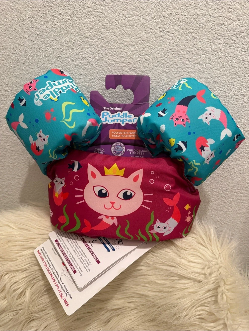 NEW Puddle Jumper Child Deluxe Life Vest Swim Floats Floaties Mermaid Cat KITTEN